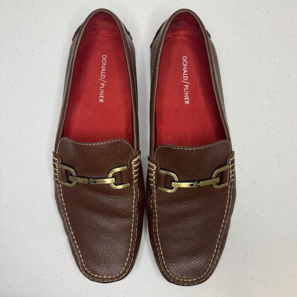 Donald Pliner Mens 10M Brown Leather Viro Driving Moccasinsr Loafers Inner Suede main image 11